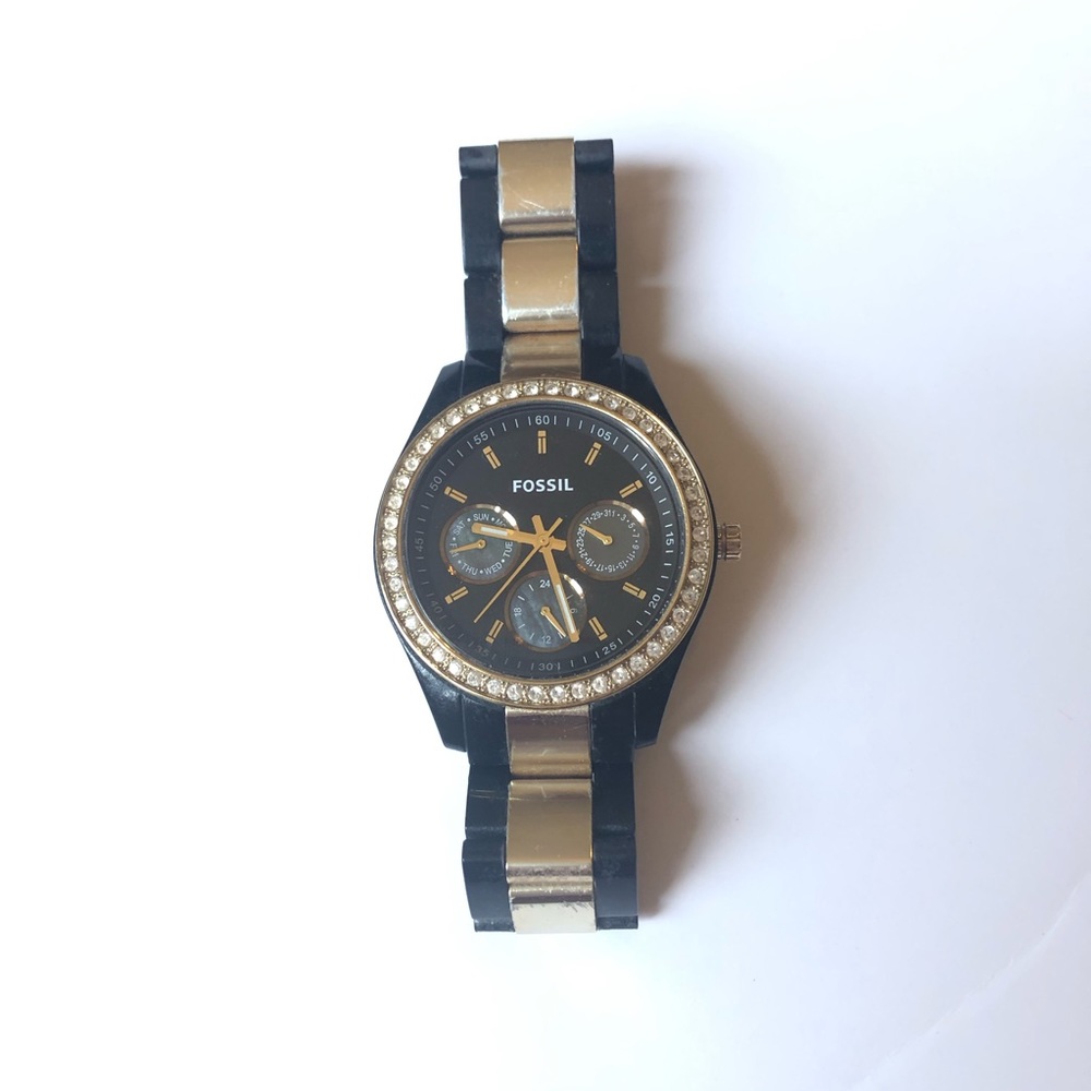 Black & Gold Fossil Watch 🤩